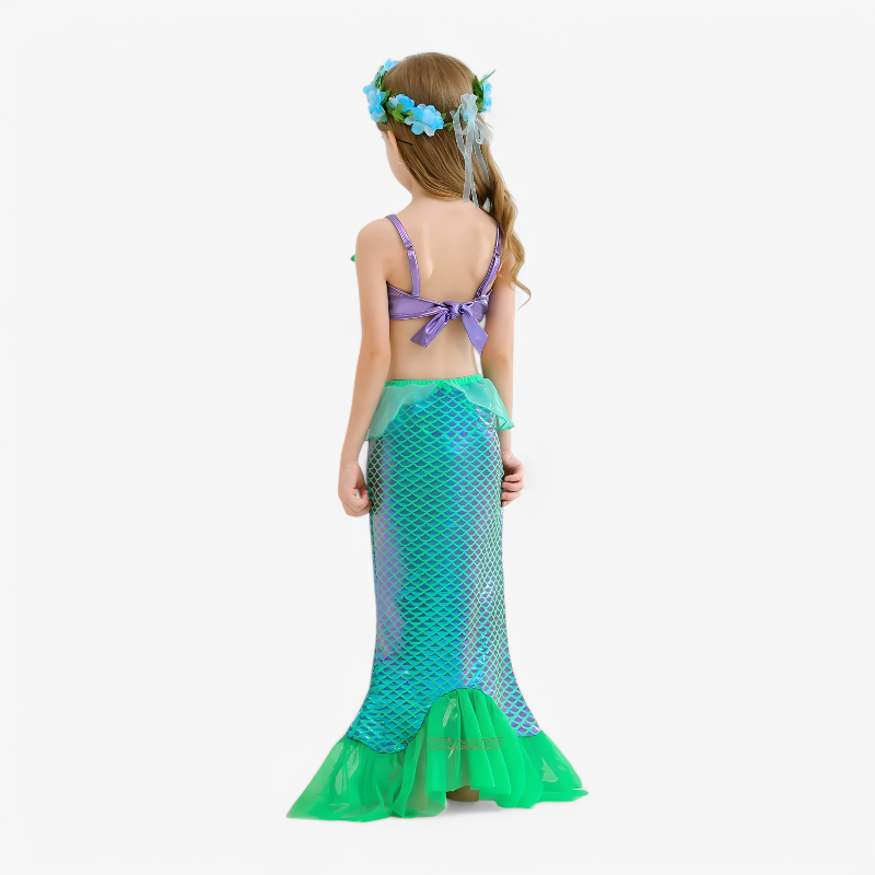 Magical Mermaid Costume for Children – Includes Hair Accessories and Jewelry