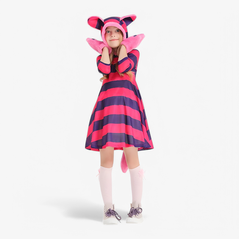 Cheshire Cat Costume for Kids – Includes Hat, Gloves, and Tail