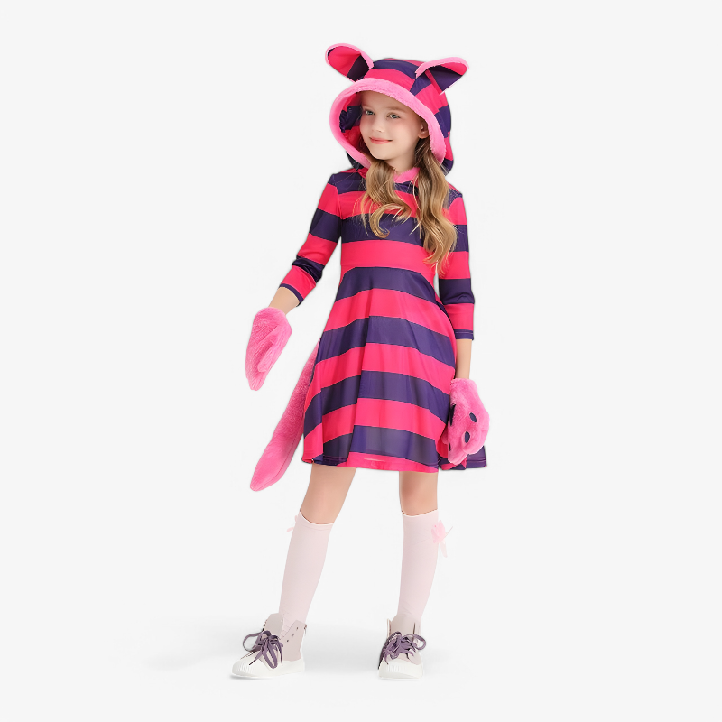 Cheshire Cat Costume for Kids – Includes Hat, Gloves, and Tail