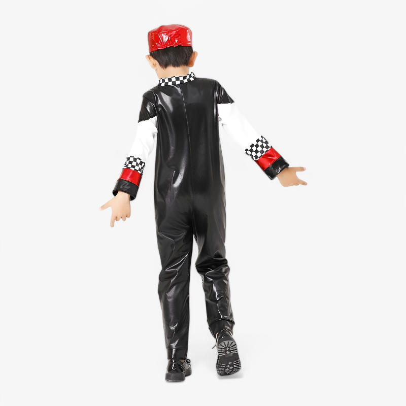 Race Car Driver Costume for Children – Complete Outfit with Cap and Accessories