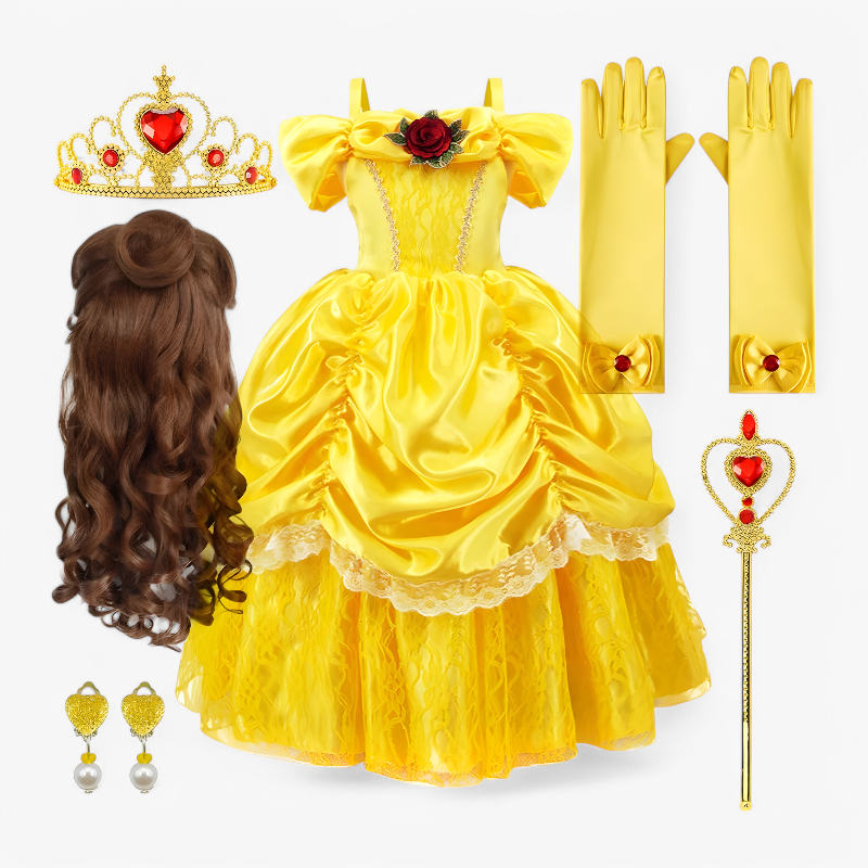 Enchanting Princess Dress for Children – With Tiara and Magical Wand