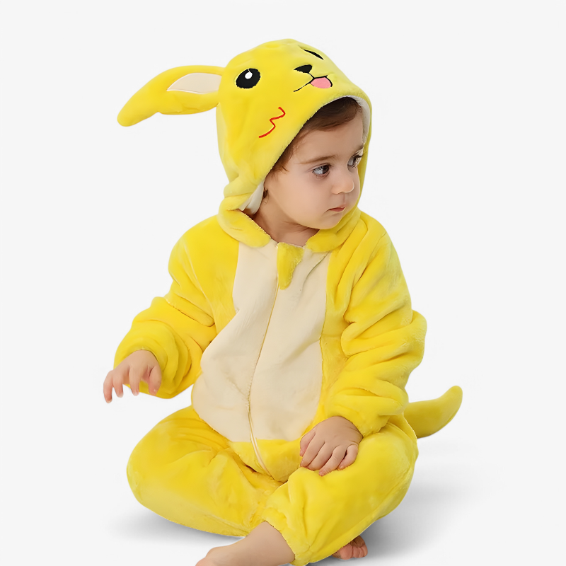 Cute Yellow Animal Onesie for Babies – With Ears and Tail