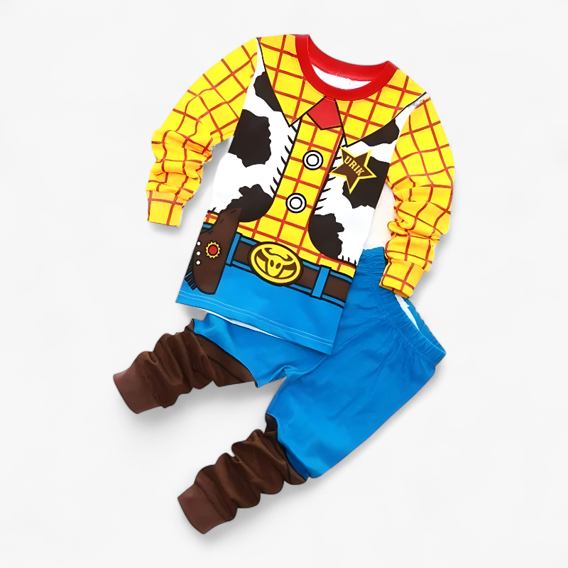 Cartoon Costume Set for Children – Includes Sweater and Pants with Character Designs