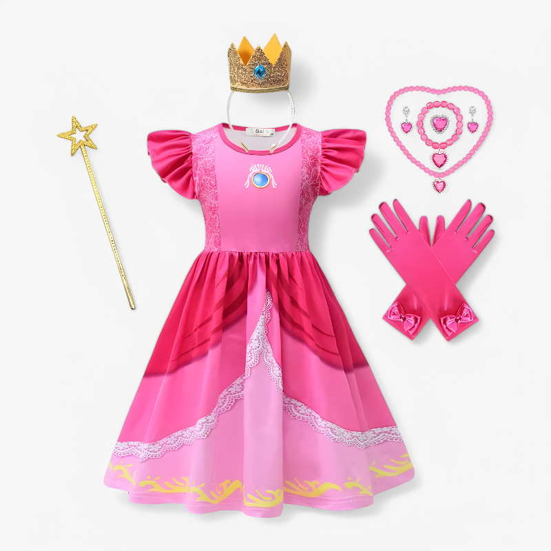 Super Mario Costume for Girls – Princess Peach, Luigi, and Mario Dress with Accessories