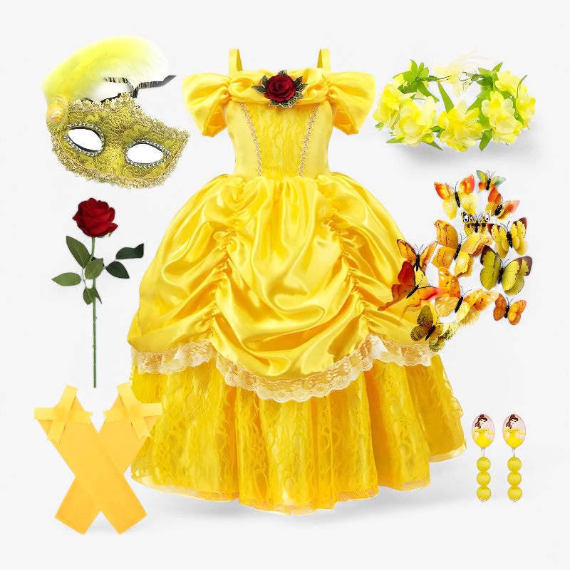 Enchanting Princess Dress for Children – With Tiara and Magical Wand