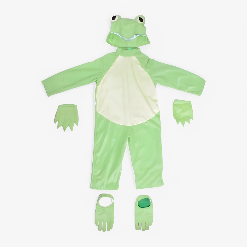 Frog Costume for Kids – Adorable Jumpsuit with Ears and Gloves