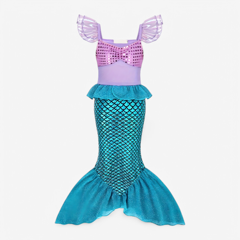 Enchanting Mermaid Costume for Girls – Includes Wig, Crown, and Magic Wand