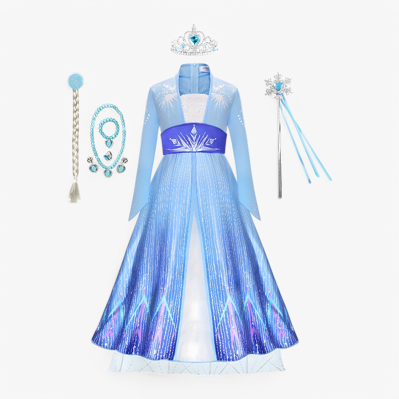 Magical Princess Dress for Girls – Long Sleeves, Cape, and Accessories Set