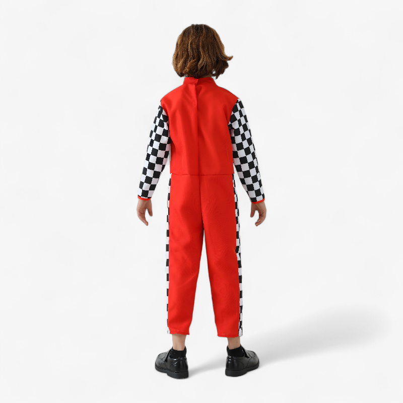 Race Car Costume for Kids – Includes Hat and Striped Details