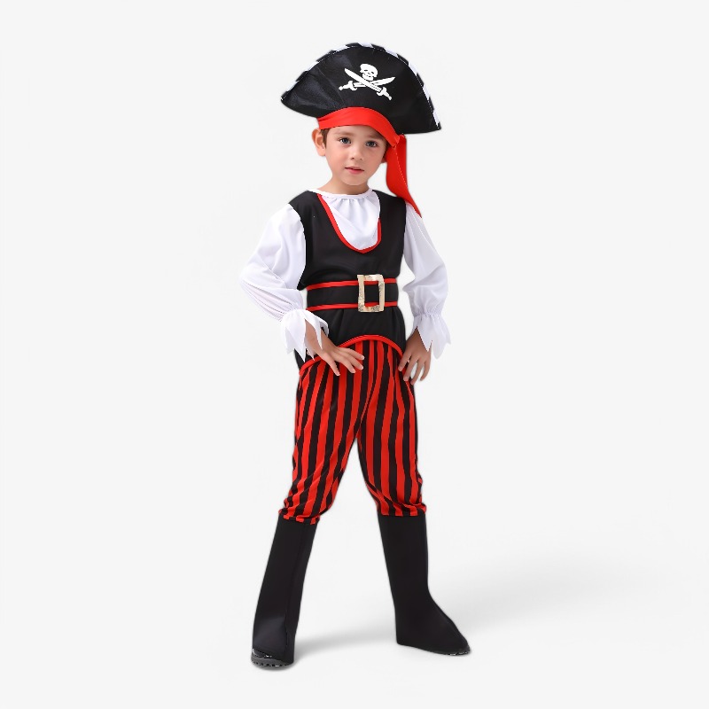 Pirate Costume for Boys – Complete with Hat, Belt, and Striped Pants