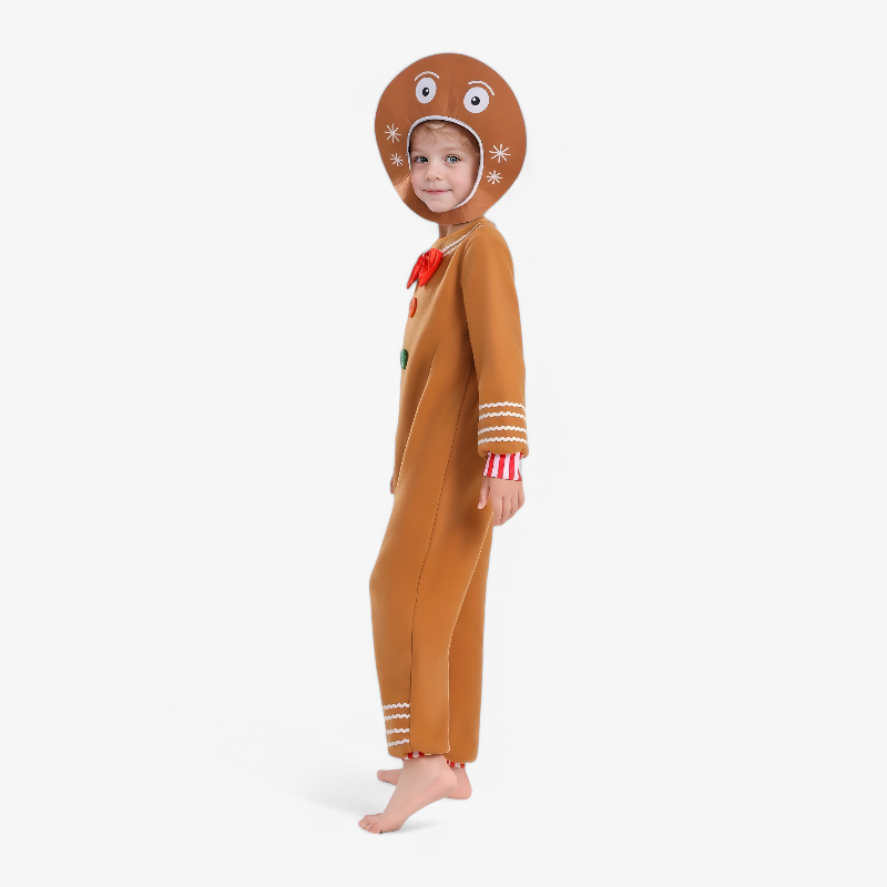 Cute Christmas Cookie Costume for Kids – Jumpsuit with Hat and Colorful Accents