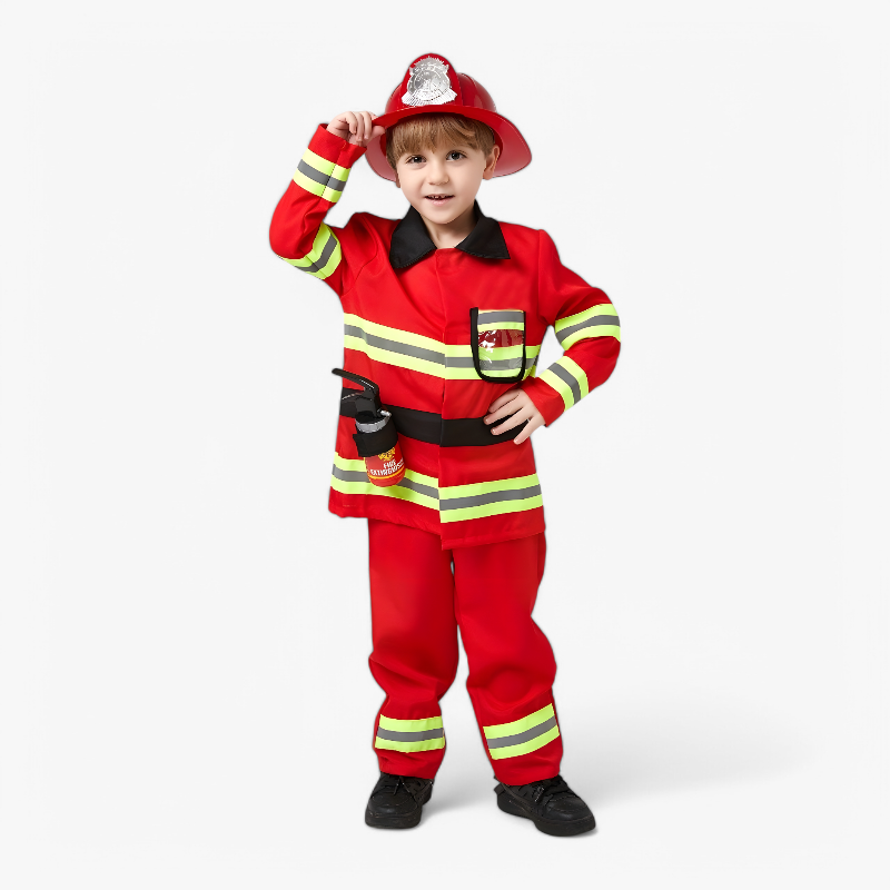 Firefighter Costume for Kids – Includes Helmet and Fire Extinguisher