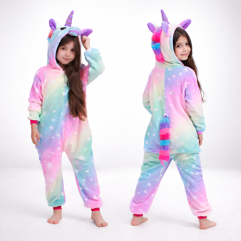 Magischer Einhorn-Fleece-Einteiler für Kinder – Bunt und superweich